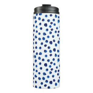 Garrafa Térmica Padrão uniforme de bolinhas azuis de cor aquátic