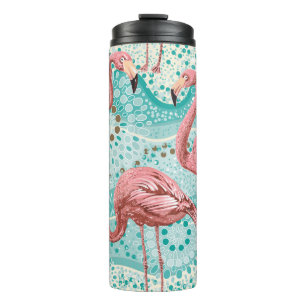 Garrafa Térmica Padrão uniforme de flamingos cor-de-rosa
