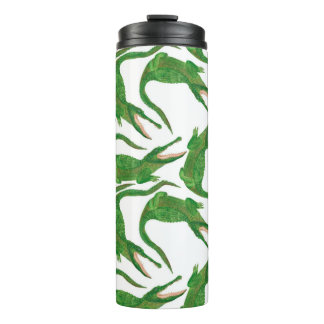Garrafa Térmica padrão uniforme de pintura de aquarela com crocodi