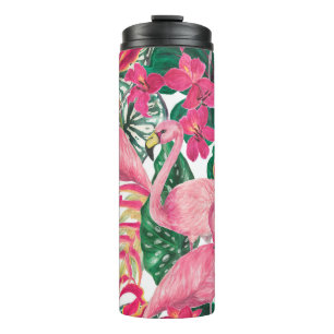 Garrafa Térmica Padrão uniforme de pintura por aquarela com flamin