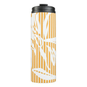 Garrafa Térmica Padrão uniforme Floral Laranja com fundo estriado
