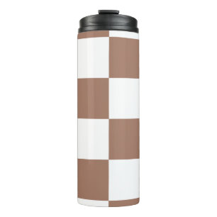 Garrafa Térmica Padrão verificado em branco e Mocha Mousse