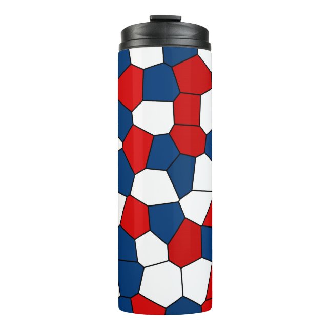 Garrafa Térmica Padrão vermelho, branco e azul (Frente)