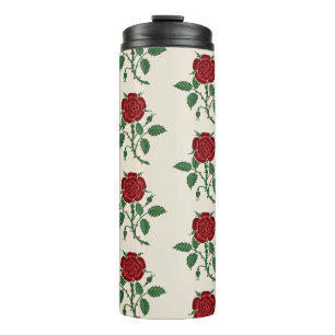 Garrafa Térmica Padrão Vintage Saxon Red Rose de Walter Crane