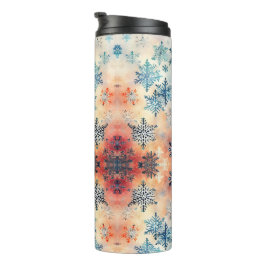 Garrafa Térmica Padrão Vintage Snowflakes - Tumbler térmico