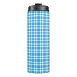 Garrafa Térmica Padrão Xadrez Azul Branco