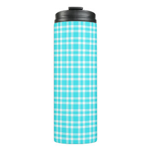 Garrafa Térmica Padrão Xadrez Azul Branco