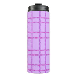 Garrafa Térmica Padrão xadrez de flores rosa e roxo