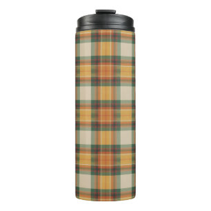 Garrafa Térmica Padrão Xadrez em Tartan de Colheita de Outono Quen