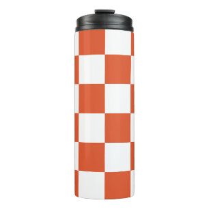 Garrafa Térmica Padrão Xadrez Laranja e Branco