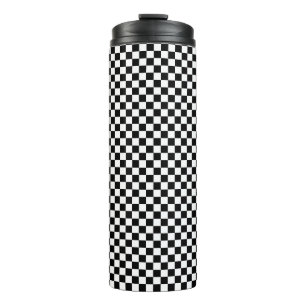 Garrafa Térmica Padrão xadrez preto e branco