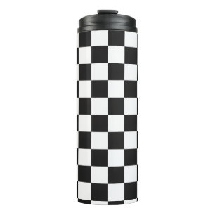 Garrafa Térmica Padrão Xadrez Preto e Branco Retro 90s 00s