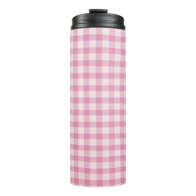 Garrafa Térmica Padrão Xadrez Rosa Bebê (Frente)