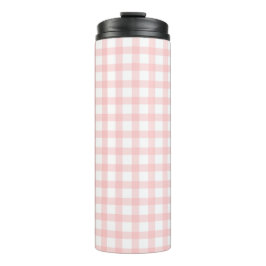 Garrafa Térmica Padrão Xadrez Rosa Fofo Retrô