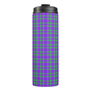 Garrafa Térmica Padrão Xadrez Verde Roxo