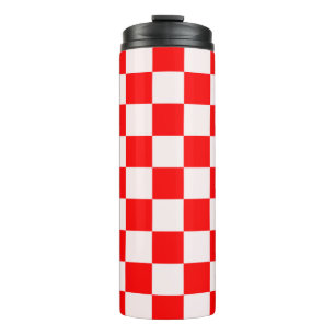 Garrafa Térmica Padrão Xadrez Vermelho e Branco