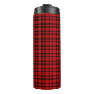 Garrafa Térmica Padrão Xadrez Vermelho Preto