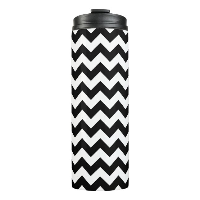 Garrafa Térmica Padrão Zigzag preto e branco, padrão Chevron (Frente)