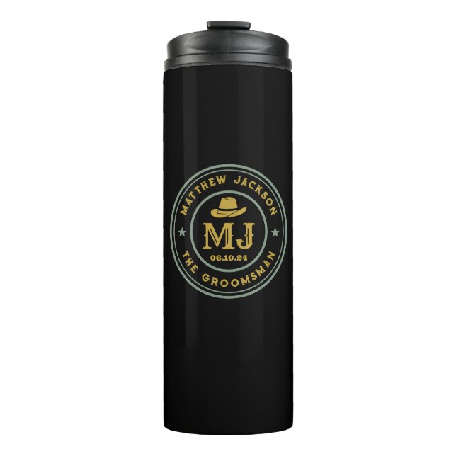 Garrafa Térmica Padrinhos de casamento Monográficos Dourados do We (Frente)