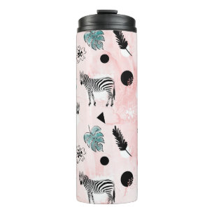 Garrafa Térmica Padrões Tie-Dye das Folhas Tropicais Zebras