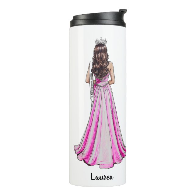 Garrafa Térmica Pageant Queen Portrait Custom Thermal Tumbler (Giro à esquerda)