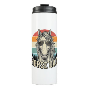 Garrafa Térmica Pai Cavalo Desenho Vetorial de Gravura Vintage Pôr
