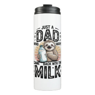 Garrafa Térmica pai e filho com leite design gráfico de preguiça-