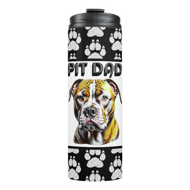 Garrafa Térmica Pai Pit Bull | Amantes de Cachorros  (Frente)