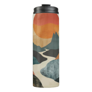 Garrafa Térmica Paisagem Boho Abstrato (5)
