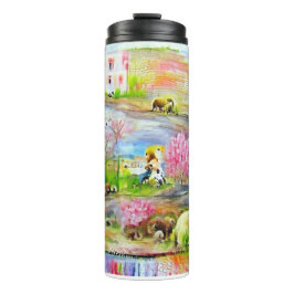 Garrafa Térmica Paisagem de Aquarela