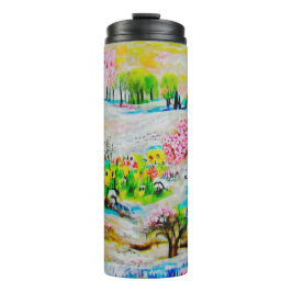 Garrafa Térmica Paisagem de Aquarela 2