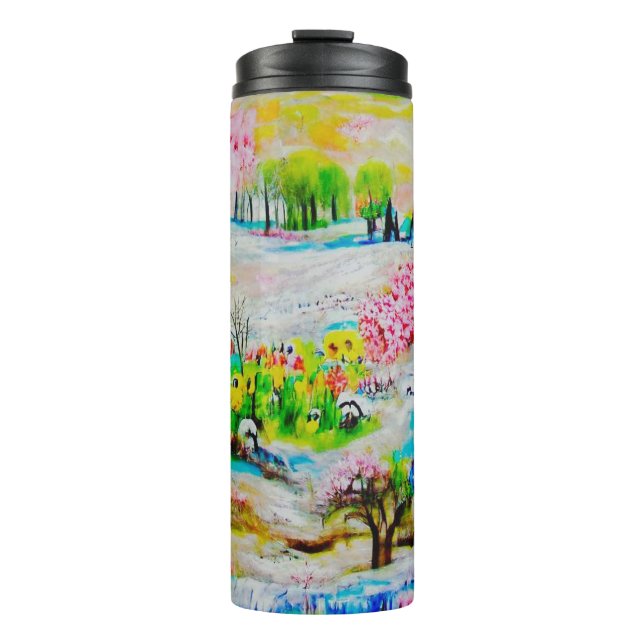 Garrafa Térmica Paisagem de Aquarela 2 (Frente)