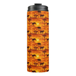 Garrafa Térmica Paisagem Sunset com Padrão Africano Silhout