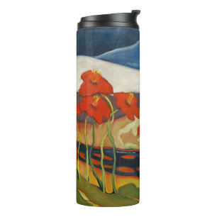 Garrafa Térmica Paisagem Surrealista Modernista com Papoulas Verme