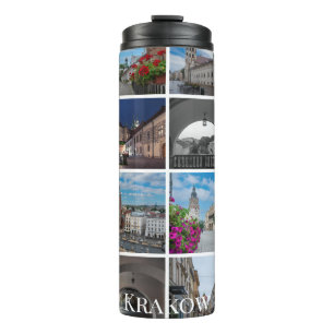 Garrafa Térmica paisagens antigas de Krakow, Polônia