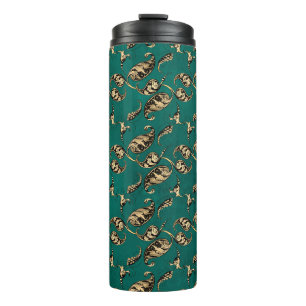 Garrafa Térmica Paisley Pavão em Teal e Dourado Grunge Vintage