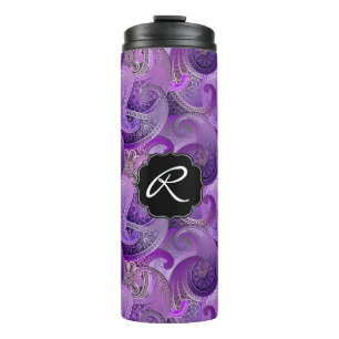 Garrafa Térmica Paisley Roxo com Monograma Personalizado