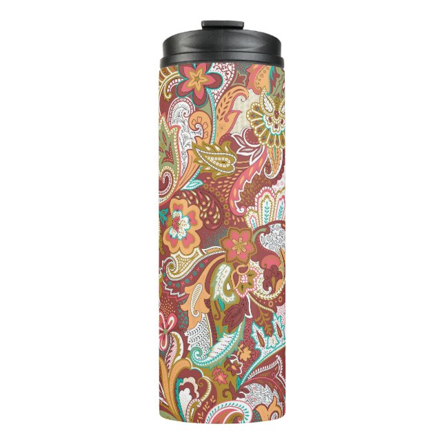 Garrafa Térmica Paisley sem costura: padrão de fundo elegante. (Frente)