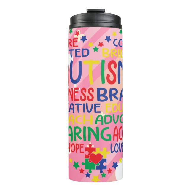 Garrafa Térmica Palavras Que Importam - Capacitar O Coração Autism (Frente)