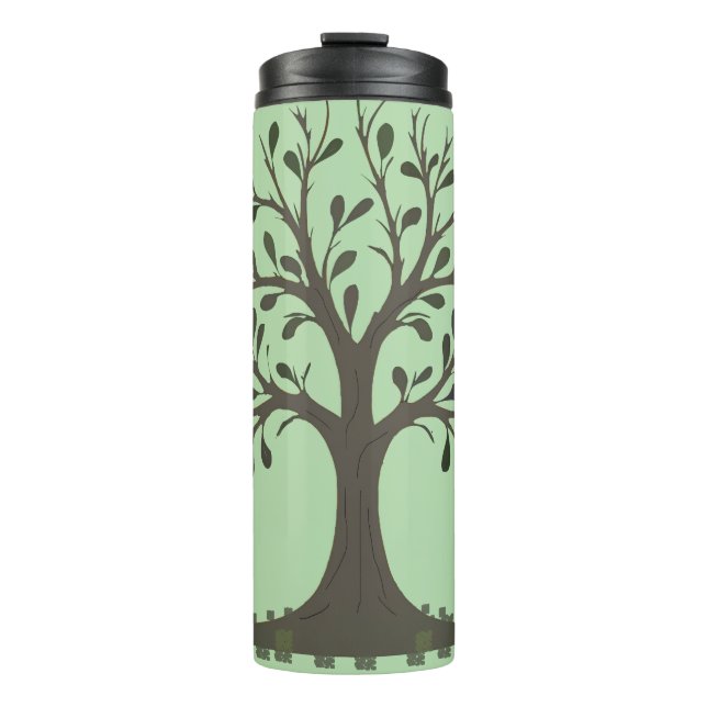 Garrafa Térmica 🌳 Pale Green Tree of Life Insulated Water Bottle (Frente)