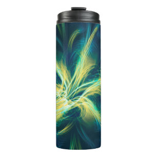 Garrafa Térmica Paleta Azul Fractal de Flor Tumbler Térmica
