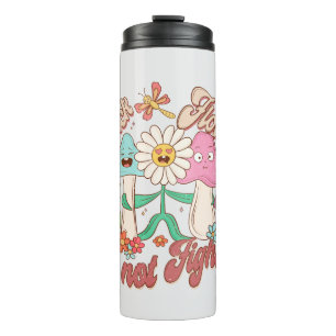 Garrafa Térmica Palhetas, Não Lutas   Cogumelo e Floral