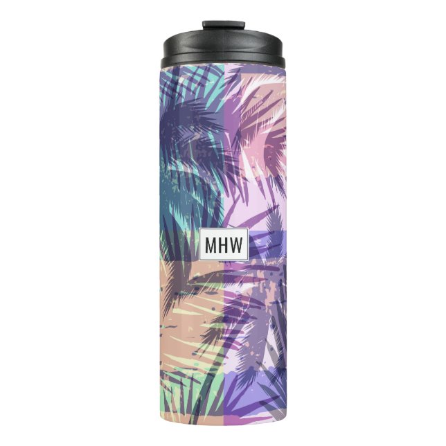 Garrafa Térmica Palm Padrão monograma personalizado tumbler (Frente)
