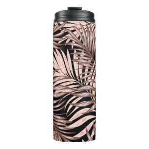 Garrafa Térmica Palma Tropical: Padrão Floral da Selva.