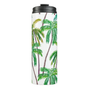 Garrafa Térmica Palmas acrílicas: Textura têxtil de verão.