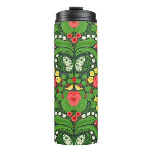 Garrafa Térmica Pancas, aves e borboletas vermelhas