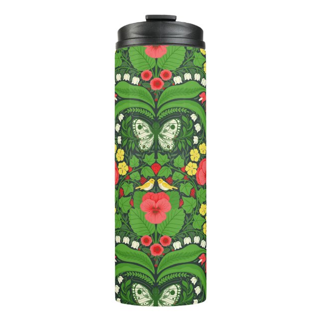 Garrafa Térmica Pancas, aves e borboletas vermelhas (Frente)