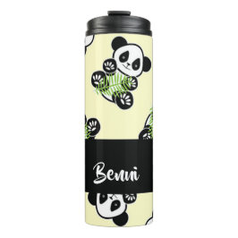 Garrafa Térmica Panda bear with green bamboo leaves