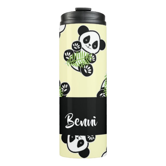 Garrafa Térmica Panda bear with green bamboo leaves (Frente)