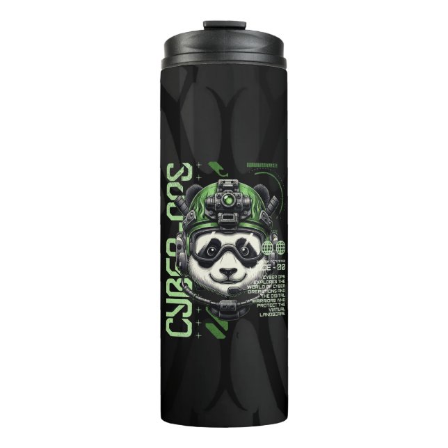 Garrafa Térmica Panda Cyborg Ops – Futuristic Cybernetic Panda  (Frente)